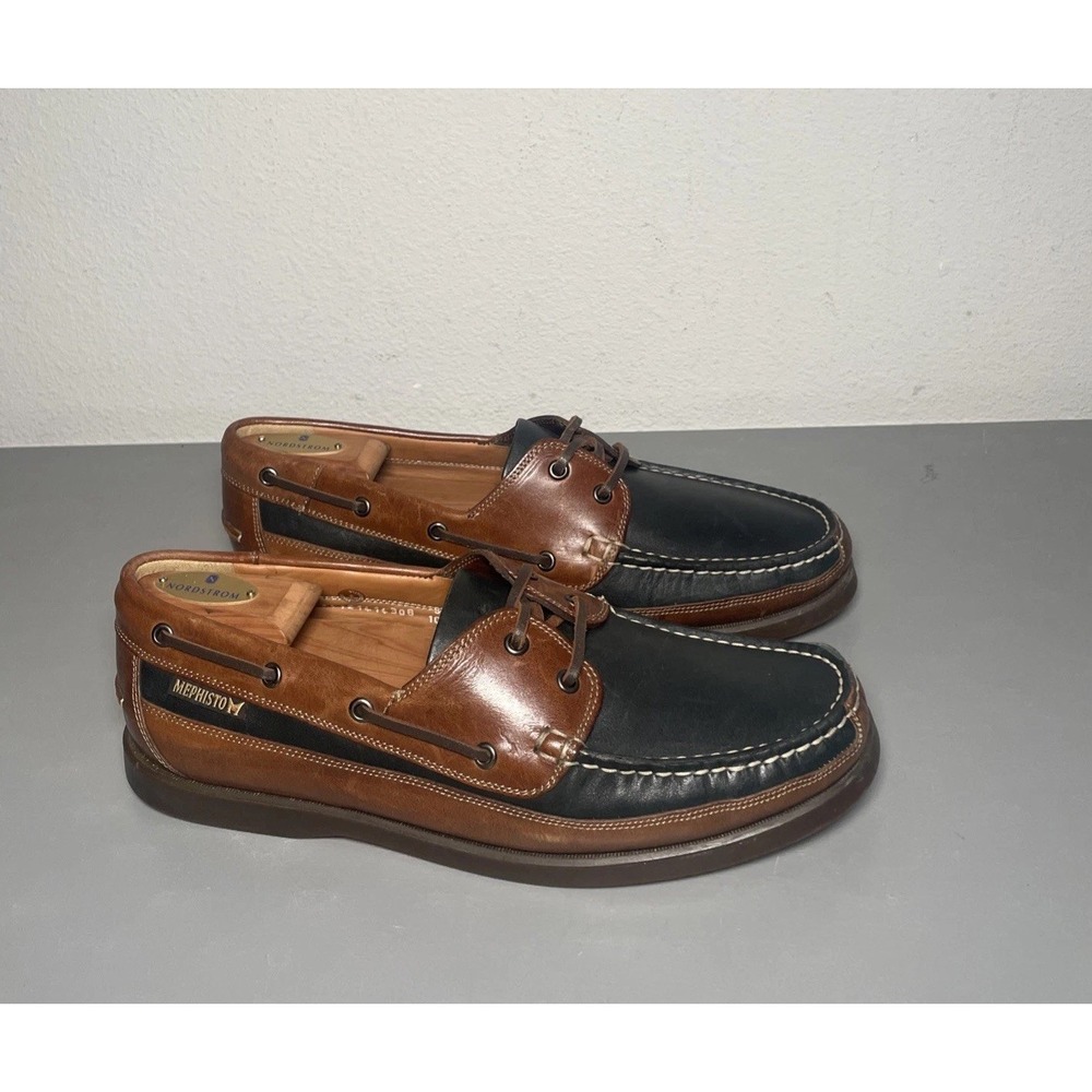Mephisto Spinnaker Boating Walking Shoes Dark Navy Brown Leather Men's Size 10